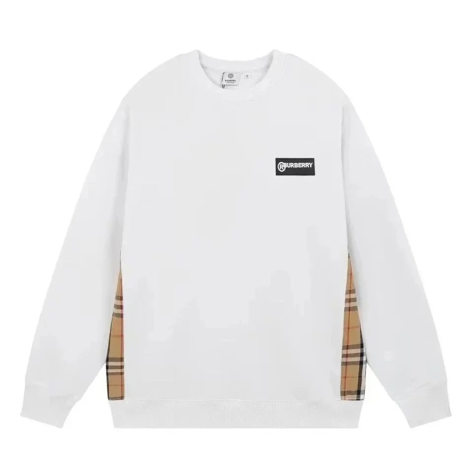 Burberry Check-Panel Cotton Sweatshirt White - 3