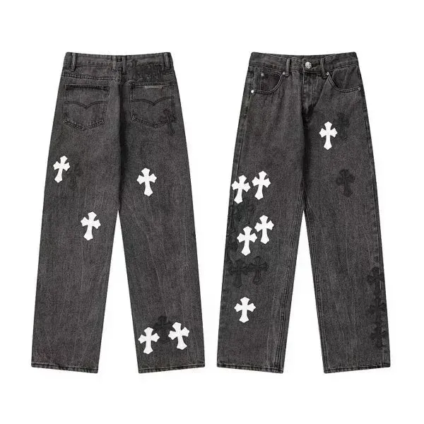 Chrome Hearts Cross-Embellished Distressed Black Jeans - 1