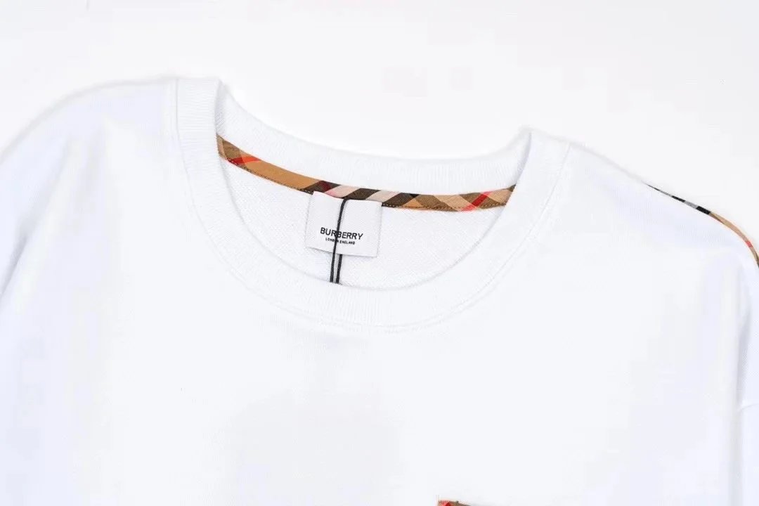 Burberry Check-Panel Cotton Sweatshirt White - 13