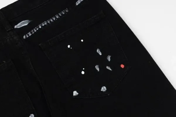 Off-White Distressed Paint-Splatter Black Flared Jeans - 11