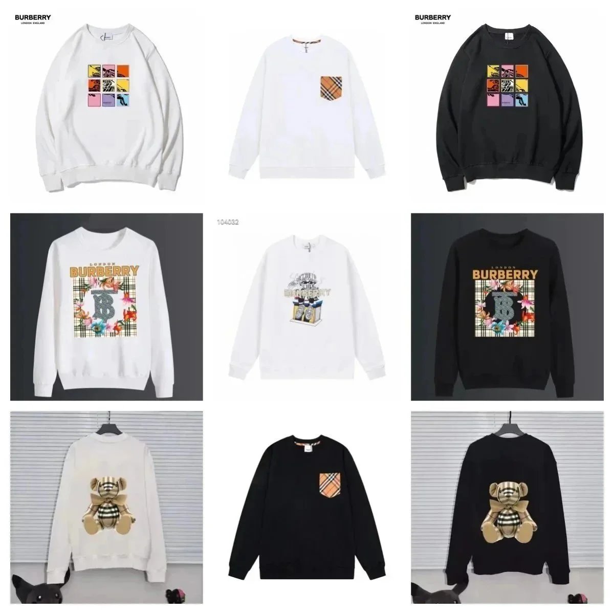 Burberry Check Print & Teddy Bear Graphic Sweatshirts [14 styles]