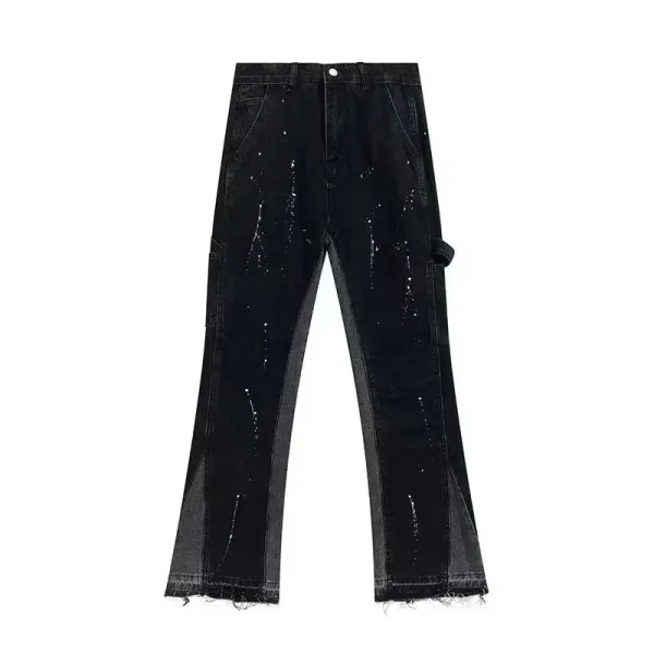 Off-White Paint-Splatter Distressed Black Jeans - 1