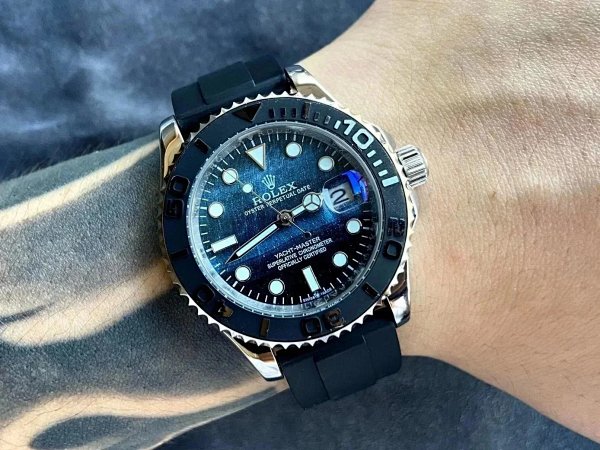 Rolex Yacht-Master Blue Gradient Dial Black Rubber Strap Mechanical Watch Watches product listing in Litbuy spreadsheet finds