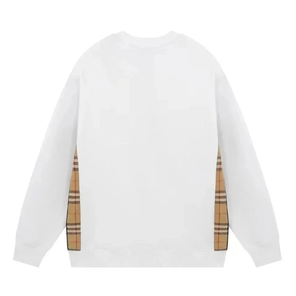 Burberry Check-Panel Cotton Sweatshirt White - 5