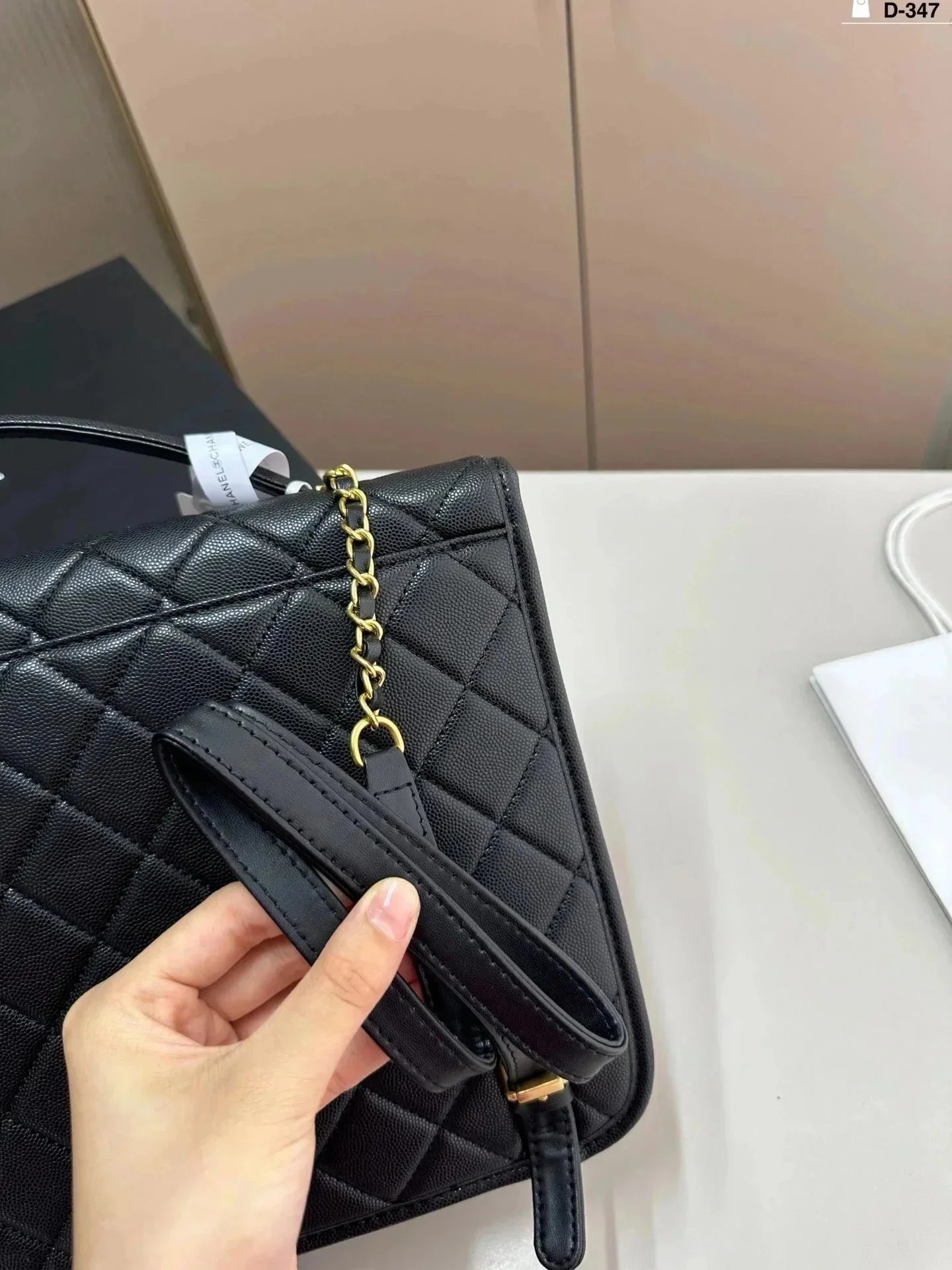 Chanel Classic Flap Bag Black Patent Quilted Handbag - 7