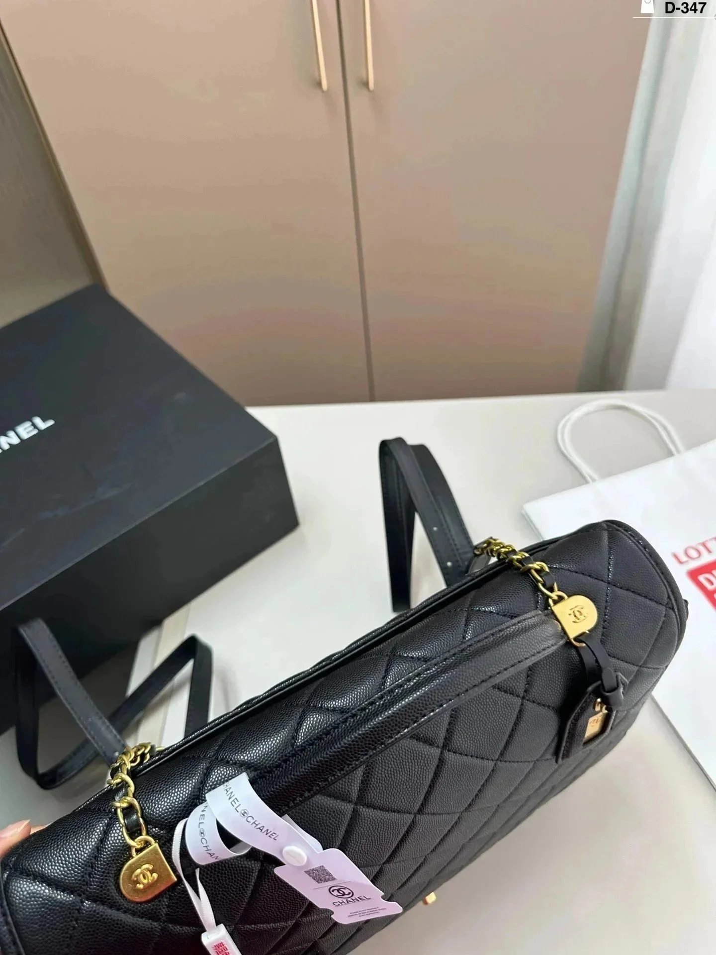 Chanel Classic Flap Bag Black Patent Quilted Handbag - 6