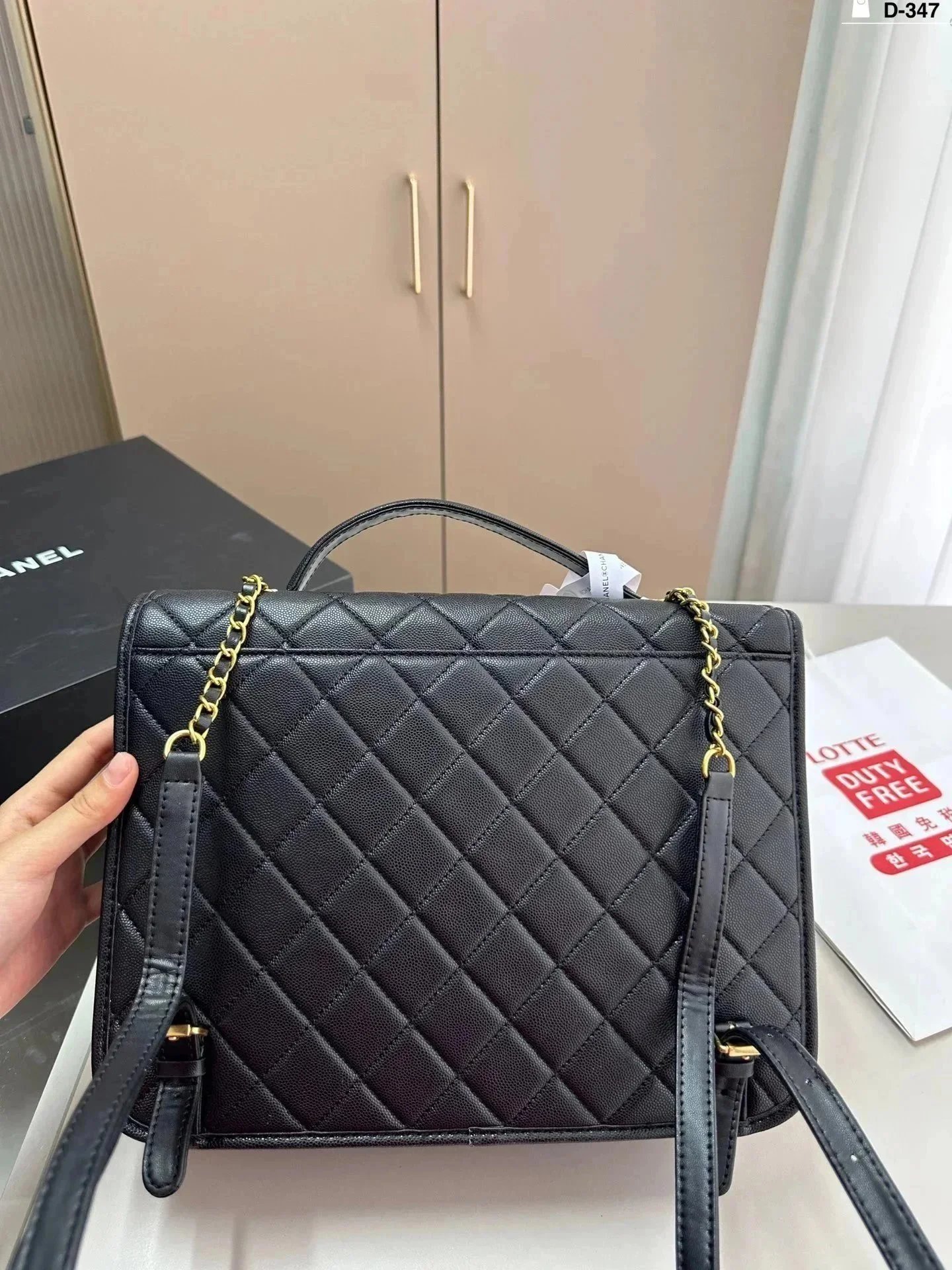 Chanel Classic Flap Bag Black Patent Quilted Handbag - 3