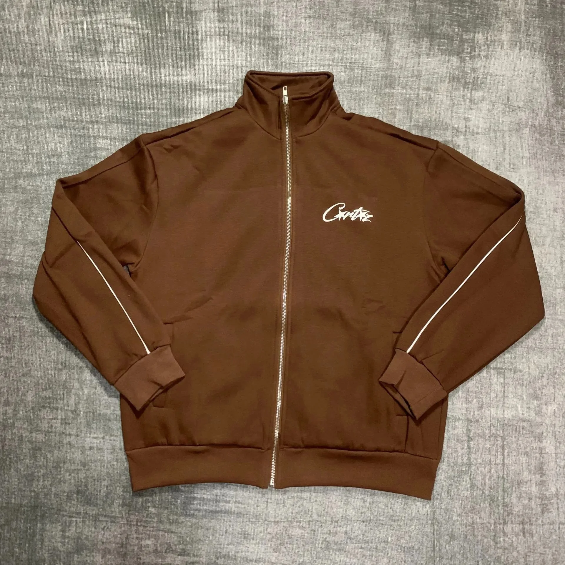 2024 New Corteiz Basic Printed Stand Collar Sports Casual Velvet Zipper Jacket Niche Trendy Brand Suit