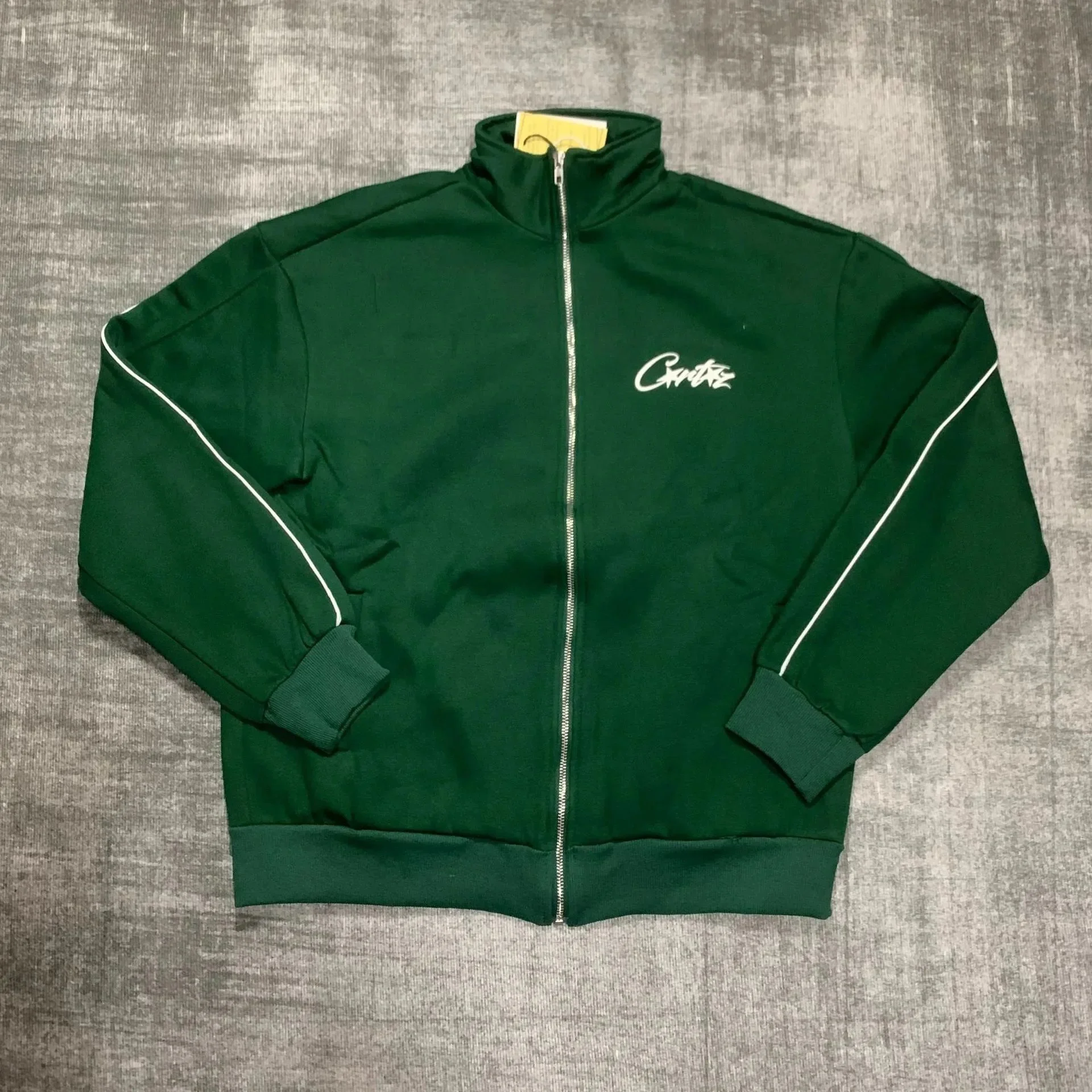 2024 New Corteiz Basic Printed Stand Collar Sports Casual Velvet Zipper Jacket Niche Trendy Brand Suit