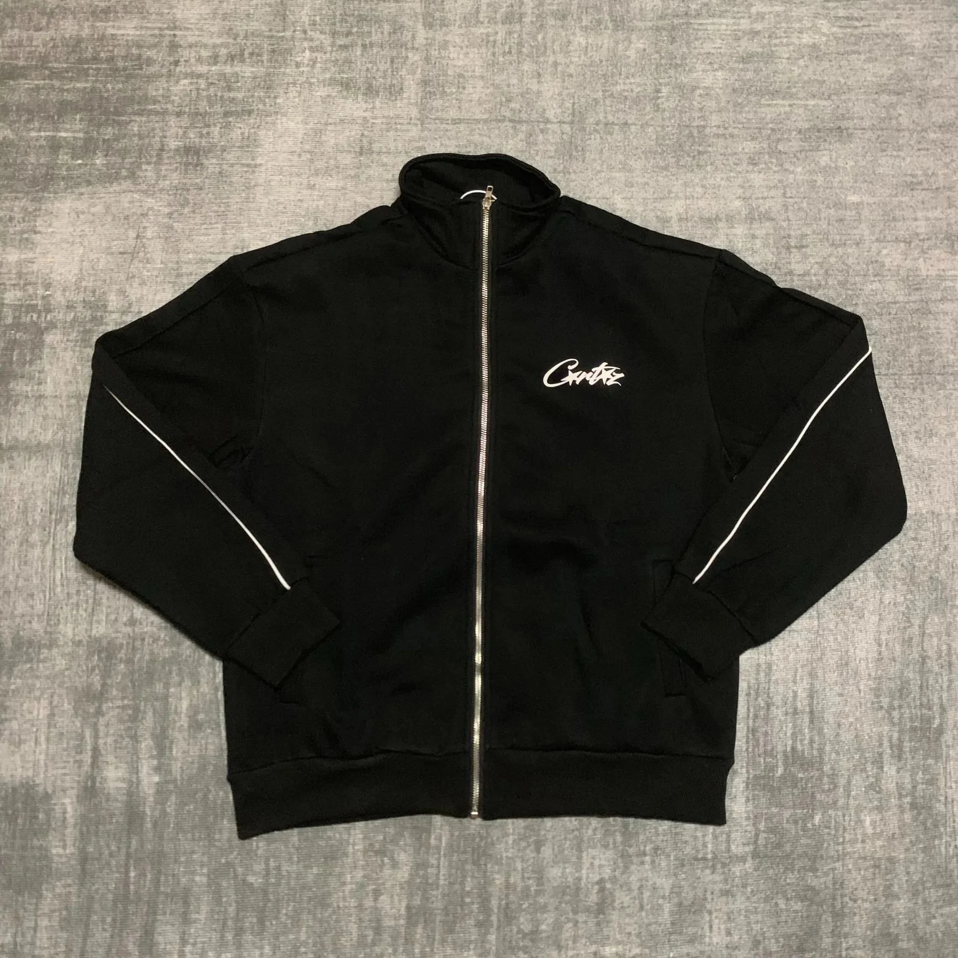2024 New Corteiz Basic Printed Stand Collar Sports Casual Velvet Zipper Jacket Niche Trendy Brand Suit