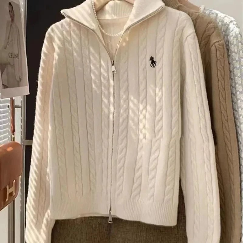 LQH13-New Autumn and Winter Paul Cardigan Sweater Loose Peplum Long Sleeve Half High Collar Jacket Knitted Clothes Sweater Men's and Women's Whatsapp +86 182 5902 4114