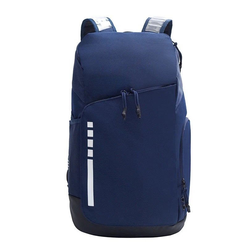 Unbranded Backpacks Padded shoulder straps with front zip pocket — 5039 dark blue with a white logo
