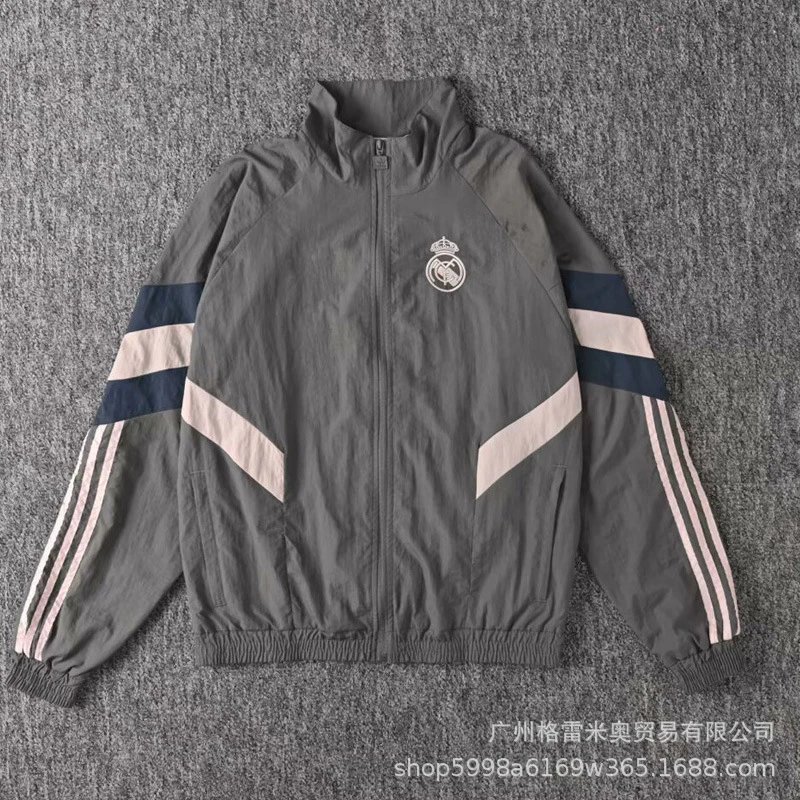 Adidas Jackets Zip-up football training jacket — 26 Real Madrid retro version R Waterproof windbreaker