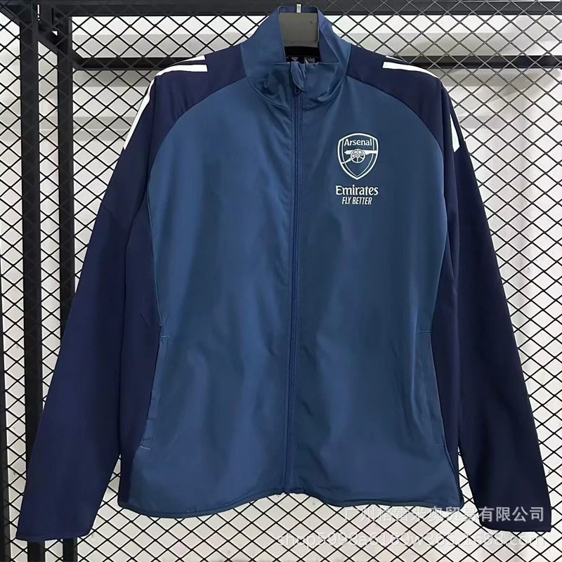 Adidas Jackets Zip-up football training jacket — 26 Arsenal training suit lake blue R Waterproof windbreaker