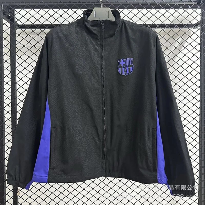 Adidas Jackets Zip-up football training jacket — 26 Barcelona Special Edition Kobe Black R Waterproof windbreaker