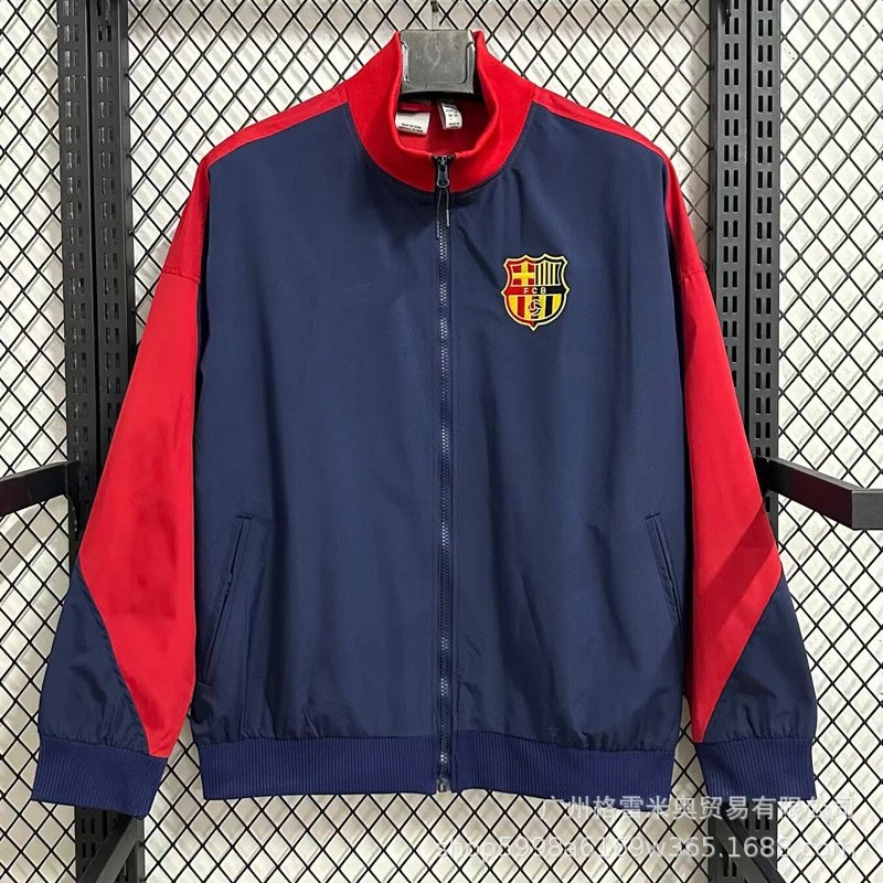 Adidas Jackets Zip-up football training jacket — 25-26 Barcelona red and blue training suit F Waterproof windbreaker S-3 XL