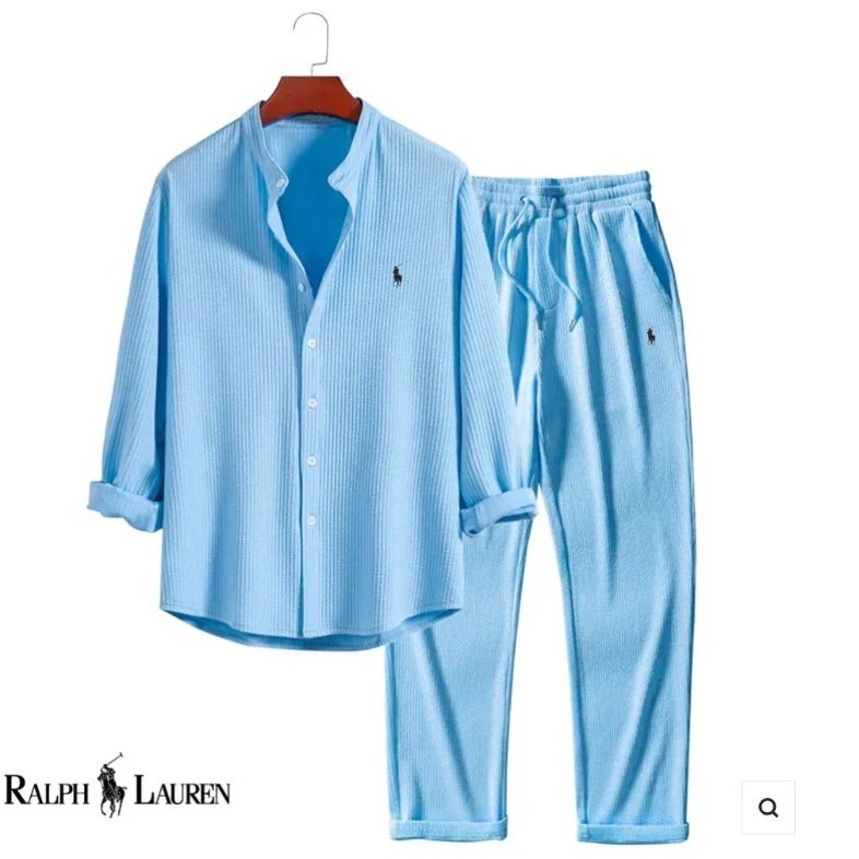 Men's Casual Loose Multi-Color Beachwear Cotton Linen Short Sleeve Two-Piece Set