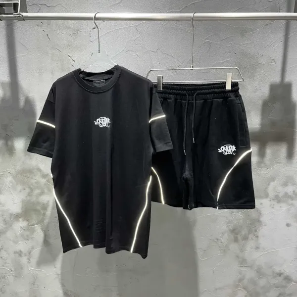 Design Sporty Track Shorts Black with White Piping - 5