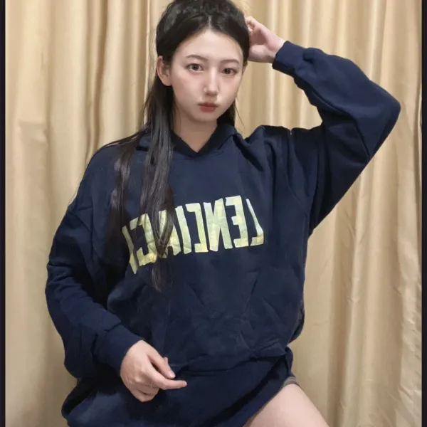 Balenciaga Logo Hoodie Navy - 8