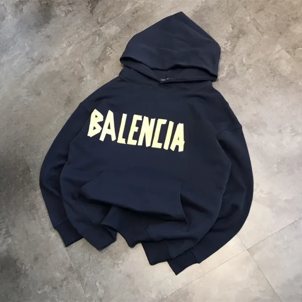 Balenciaga Logo Hoodie Navy - 1