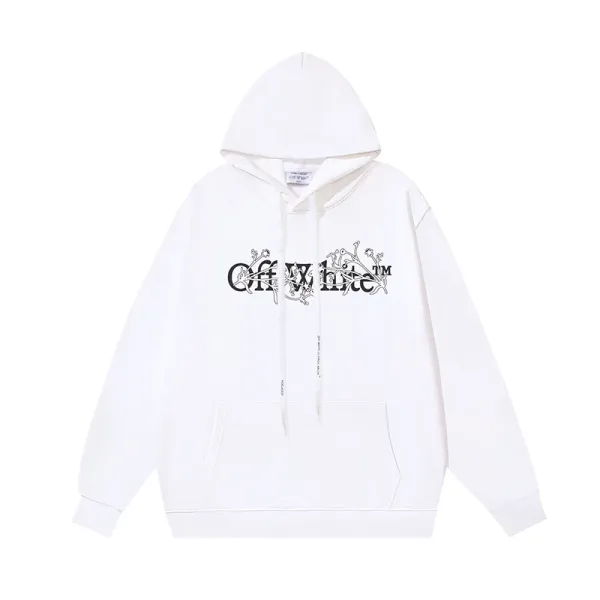 Off-White Floral Logo Hoodie White - 1