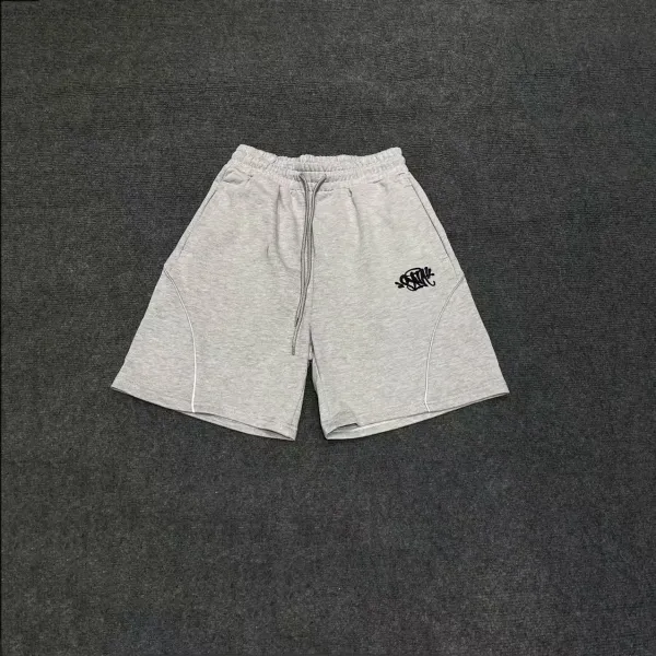 Design Logo-Embroidered Heather Gray Sweat Shorts - 1