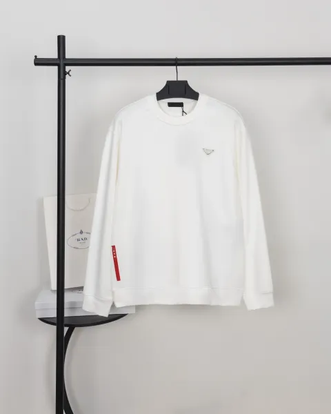 Prada Re-Nylon Logo Patch White Hoodie - 1
