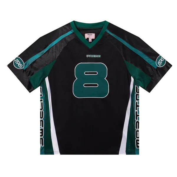 Premier Football Jersey Black Green Number 8 Jersey - 1