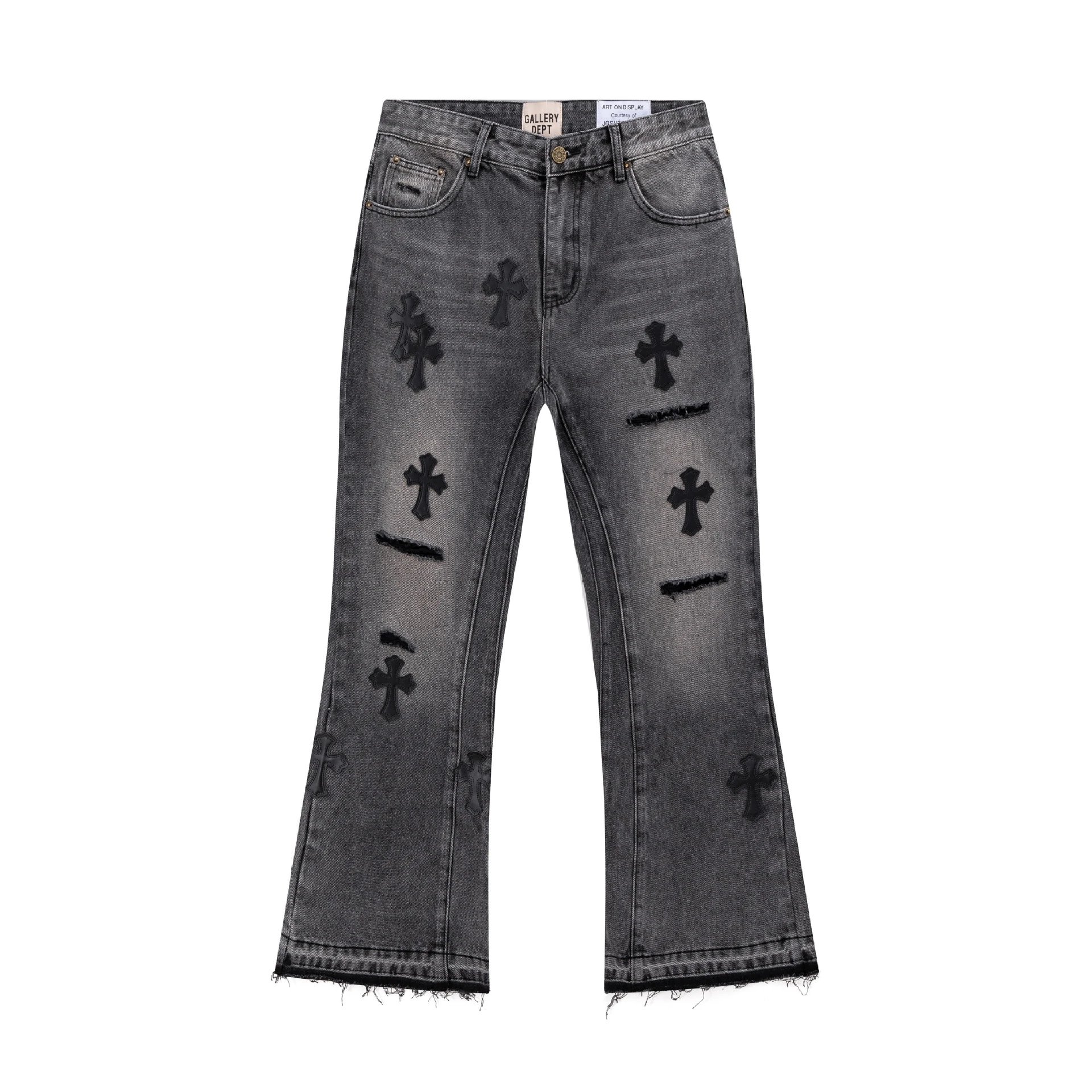 Distressed Patchwork Flared Jeans