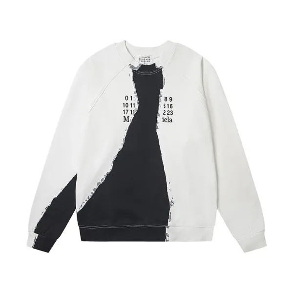 Maison Margiela Replica撕裂拼接黑白卫衣 - 1