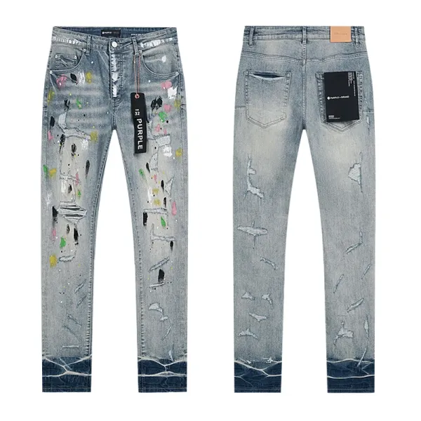 Purple Distressed Flare & Slim Fit Jeans Multicolor - 21