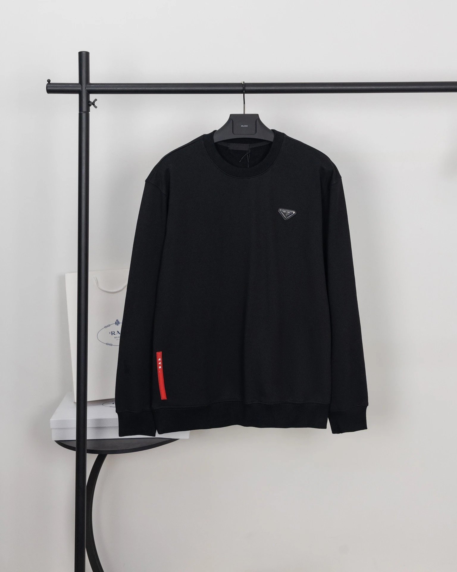 Prada Re-Nylon Logo Sweatshirt Black Hoodie - 1