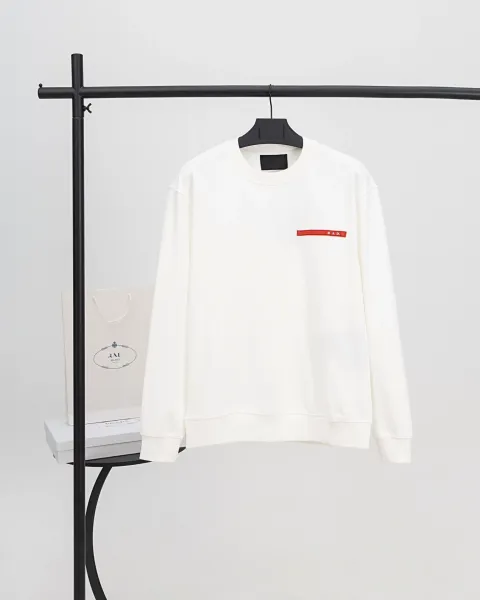 Prada Re-Nylon Logo Patch White Hoodie - 24