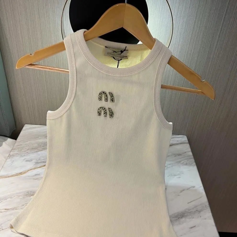 Crystal Rhinestone Letter Camisole Tank Top photo 7