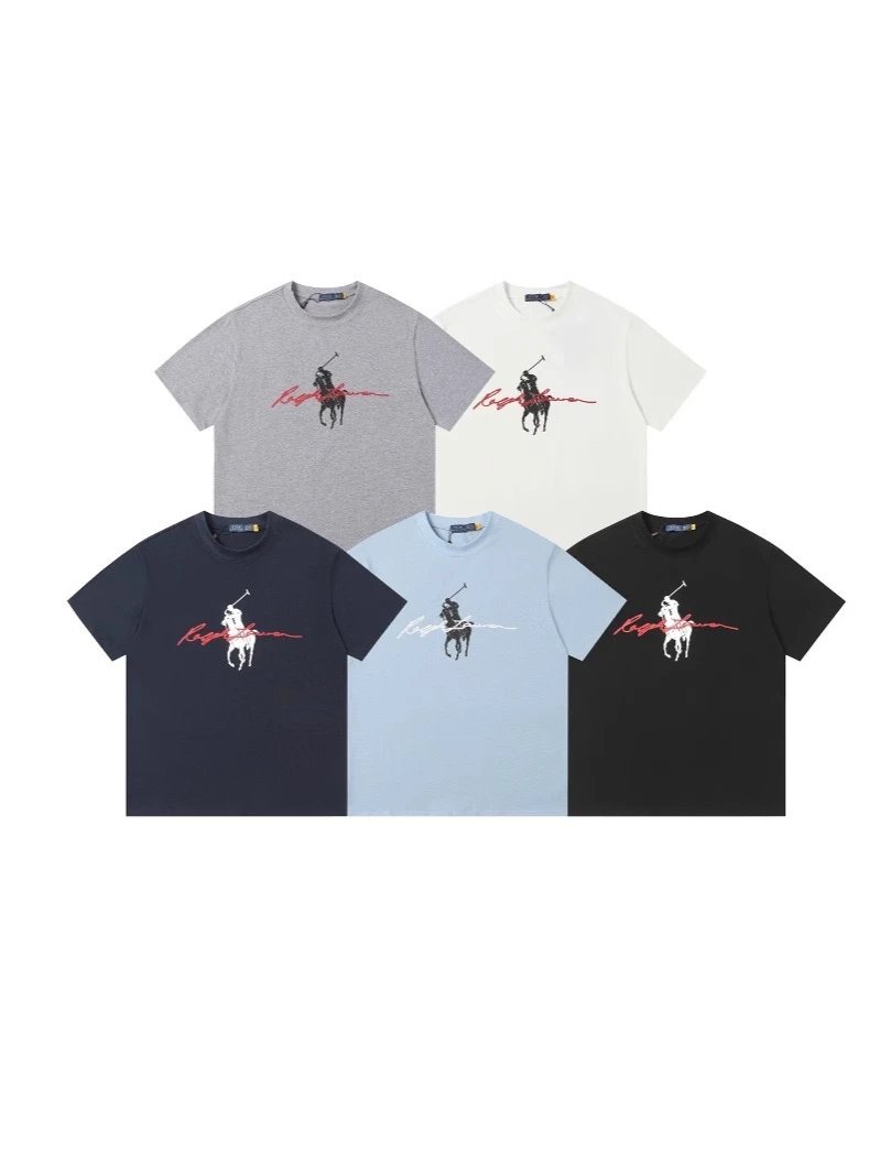 RL Round Neck Bear Summer Unisex Couple T-Shirts