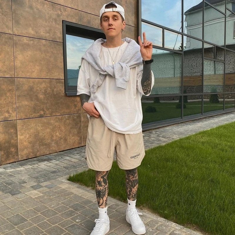 Essentials Black Logo Print Drawstring Shorts