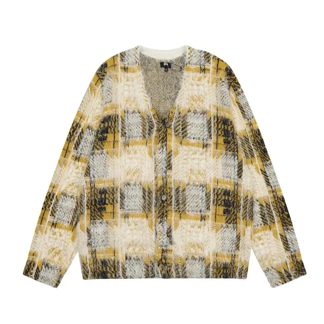 Stussy Checked V-Neck Cardigan Jacket
