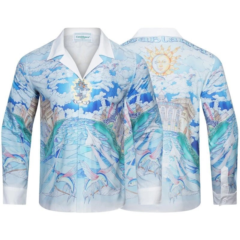 CasaBlanca Geometric Print Mint Green and White Shirt - 46