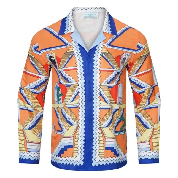Casablanca Resort Shirt Orange Multicolor Print Shirt - 1