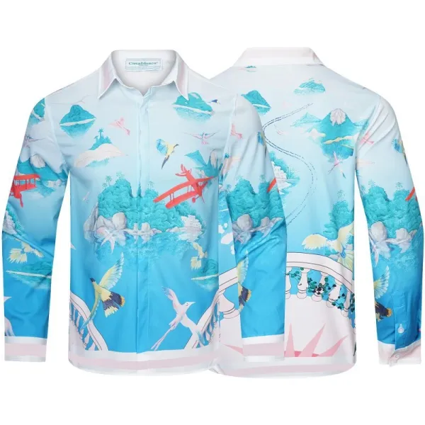 CasaBlanca Geometric Print Mint Green and White Shirt - 40