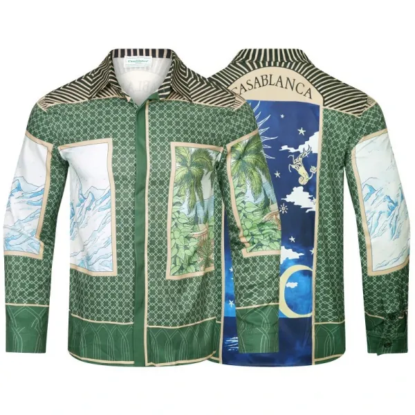 CasaBlanca Geometric Print Mint Green and White Shirt - 44
