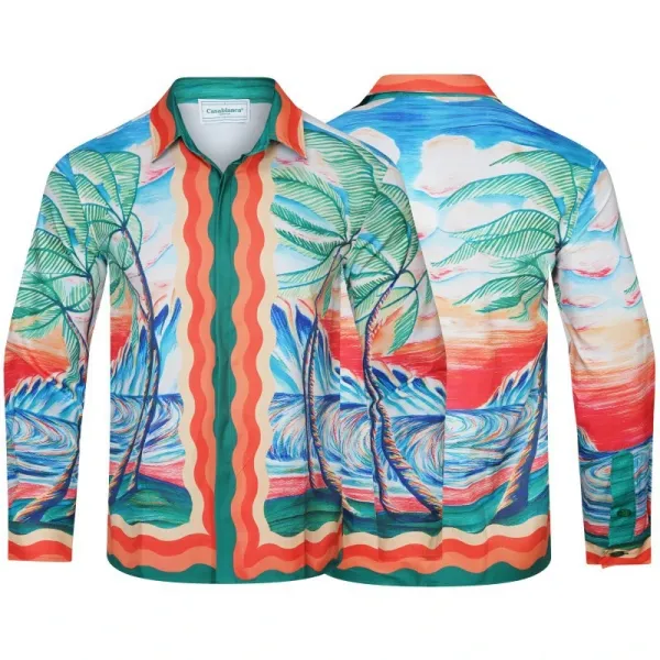 CasaBlanca Geometric Print Mint Green and White Shirt - 50