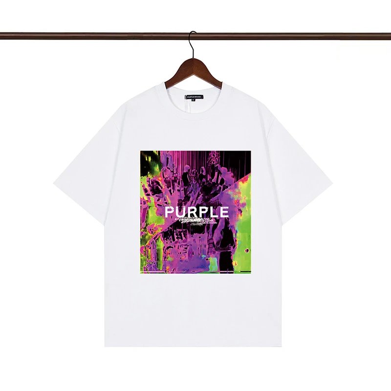 Purple Brand Abstract Print White Oversized T-Shirt
