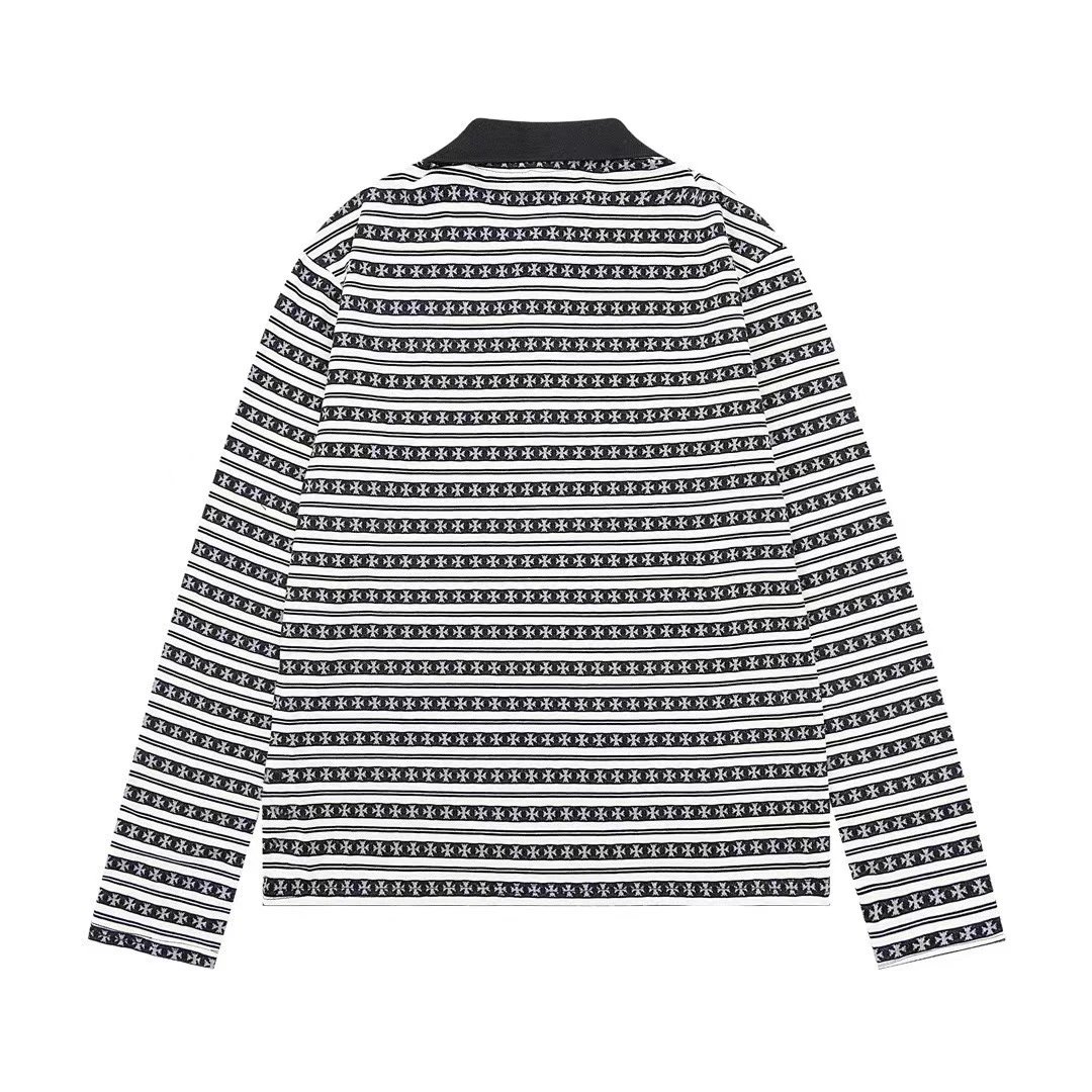 Stone Island Long Sleeve Polo Blue Striped Pattern Polo - 12