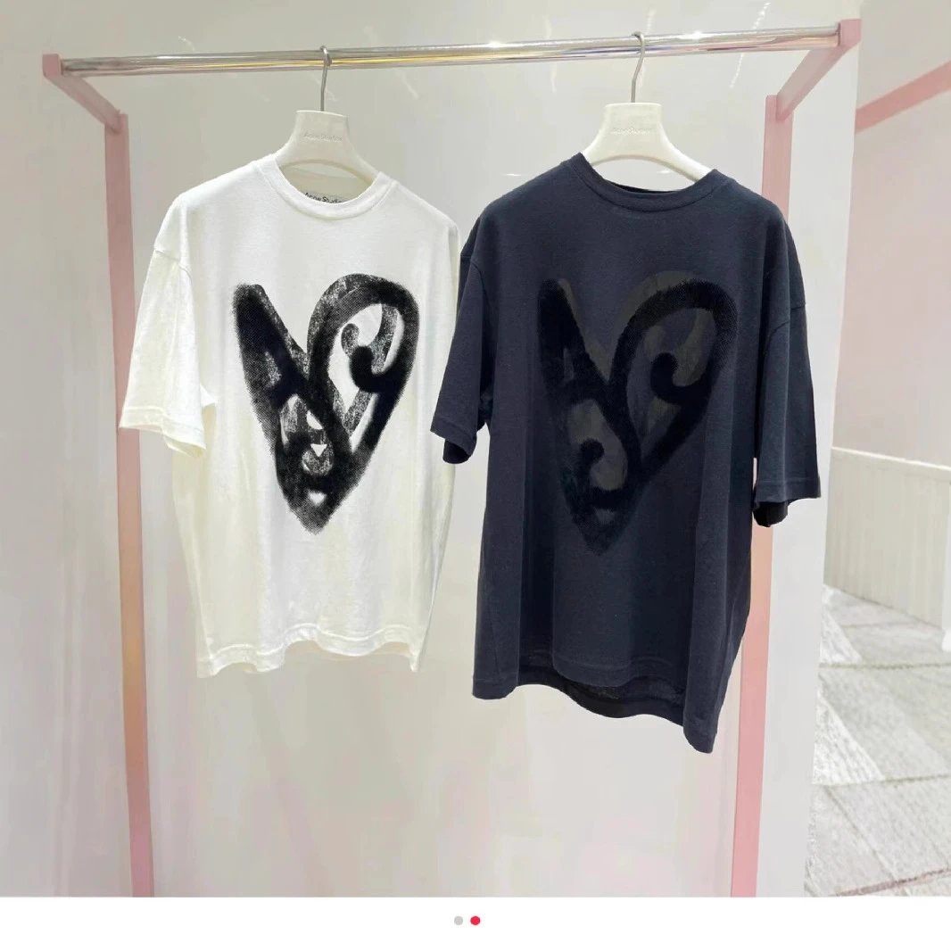 Retro Graffiti Round Neck T-shirt Loose Men's and Women's Casual Half Sleeve Tee Pure Cotton