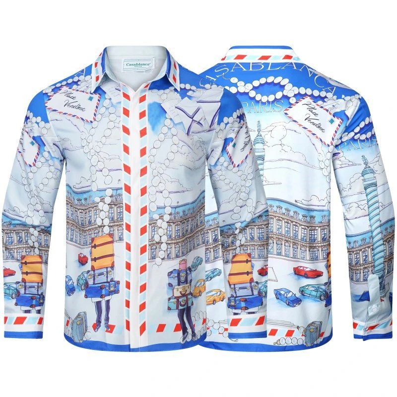 CasaBlanca Geometric Print Mint Green and White Shirt - 47