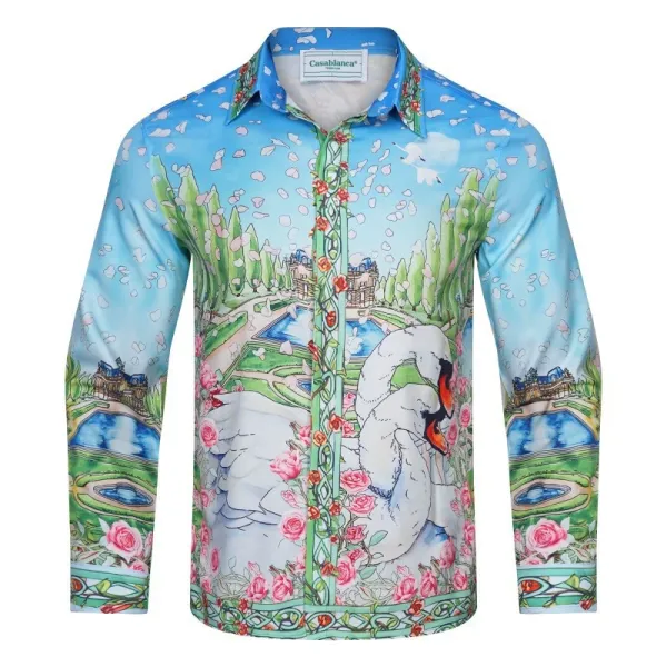 CasaBlanca Geometric Print Mint Green and White Shirt - 51