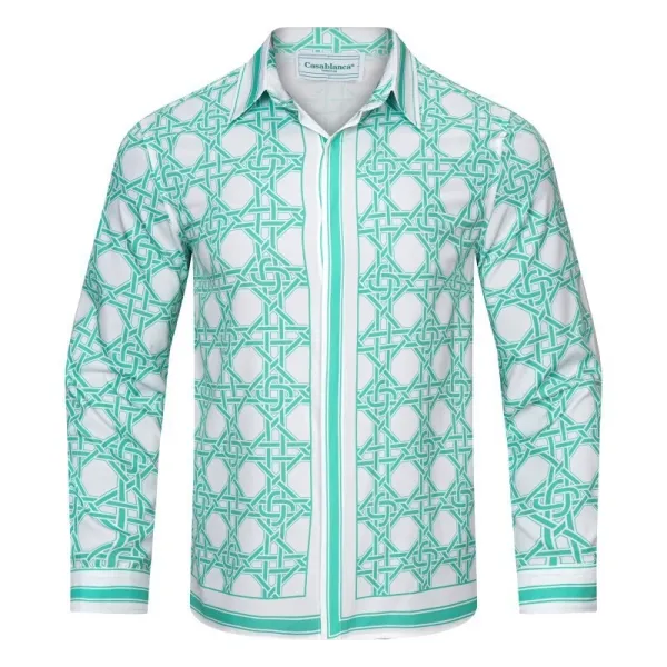 CasaBlanca Geometric Print Mint Green and White Shirt - 1