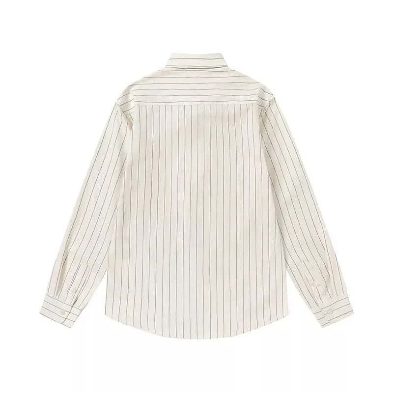 Ami Heart Logo Embroidered Striped Long Sleeve Shirt photo 4