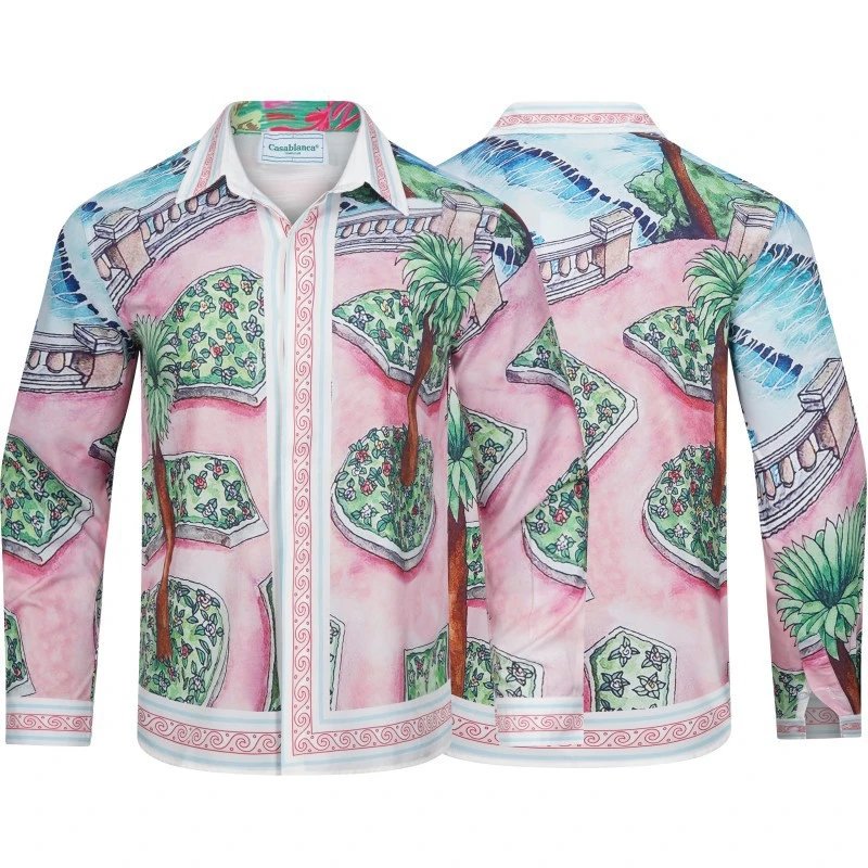 CasaBlanca Geometric Print Mint Green and White Shirt - 25